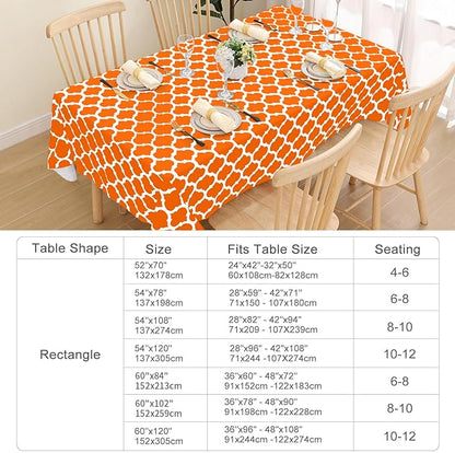 Smiry Rectangle Table Cloth, Waterproof Vinyl Tablecloth with Flannel Backing for Rectangle Tables, Wipeable Spillproof Plastic Tablecloths for Dining, Indoor and Outdoor (52"x70", Bright Orange)