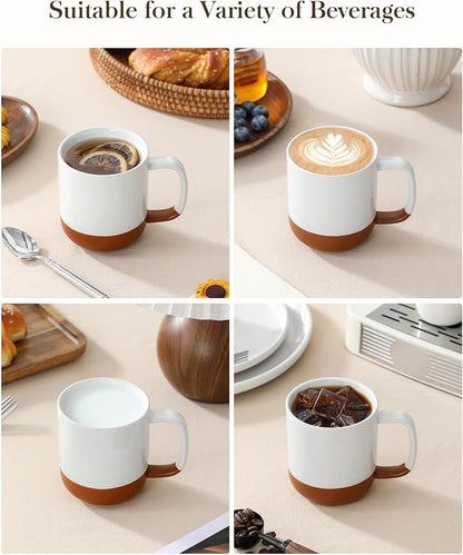 MALACASA Ceramic Coffee Mugs Set of 4, 11oz Coffee Cups, Modern Farmhouse Mugs - Image 5