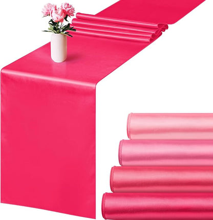 Aneco 4 Pack Satin Table Runner 12 x 108 Inch Gradient Hot Pink Colors Long by Aneco