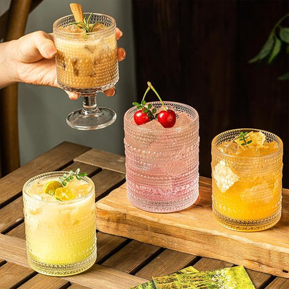 KEMORELA Vintage Glassware Drinking Glasses Set of 4, Hobnail Drinking Glasses - Image 7