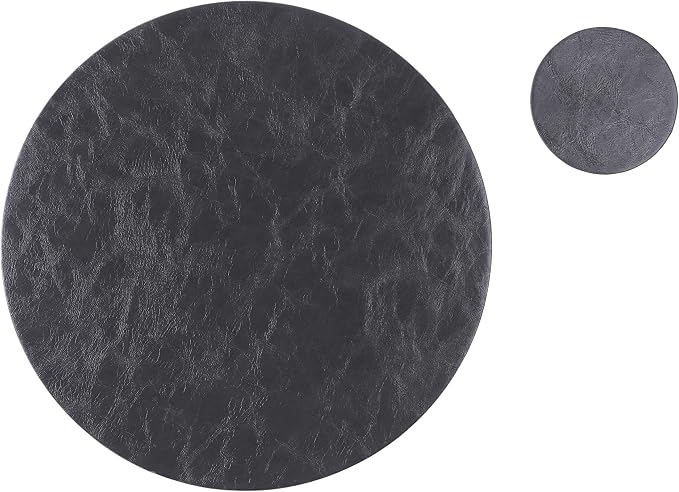 Set of 8 Faux Leather Round Placemats and Coasters, Coffee Mats Kitchen Table - Image 6