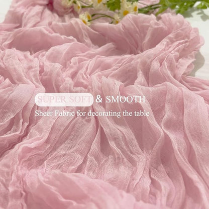 3Pack Light Pink Cheesecloth Table Runner, 17 x 108 inch Pink Table Runners | - Image 4