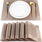 DACHUI Placemats Set of 6, Stylish Woven Place Mats for Dining Table, Washable & Durable PVC Table Mats (Champagne)