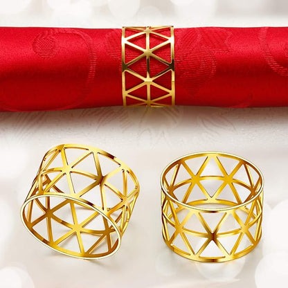 Patelai 12 Pieces Napkin Rings Hollow Out Napkin Holders Xmas Napkin Buckle - Image 3
