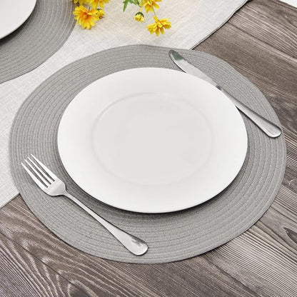 SHACOS Round Braided Placemats Set of 8 Washable Fabric Heat Resistant 15 inch - Image 2