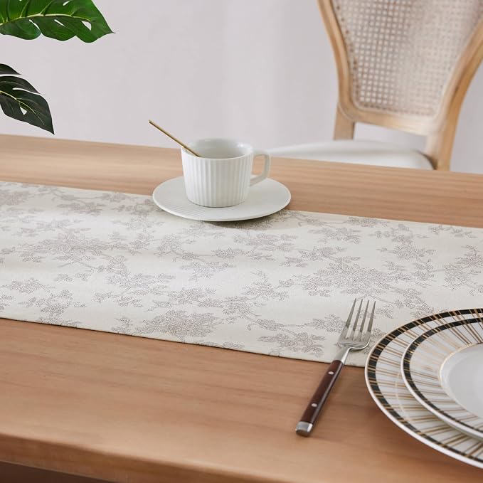 French Pastoral Farmhouse Table Runners, 13x60 Inch Grey | 100% Organic Cotton - Image 5
