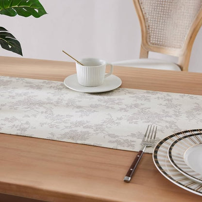 French Pastoral Farmhouse Table Runners, 13x36 Inch Grey | 100% Organic Cotton - Image 5