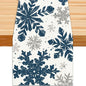 Blue Christmas Winter Table Runner, Xmas Dinning Decor | Sliver Snowflakes by Unknown