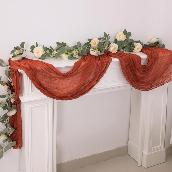 Snowkingdom 6PCS 10Ft Fall Thanksgiving Table Runner Terracotta Rust - Image 6