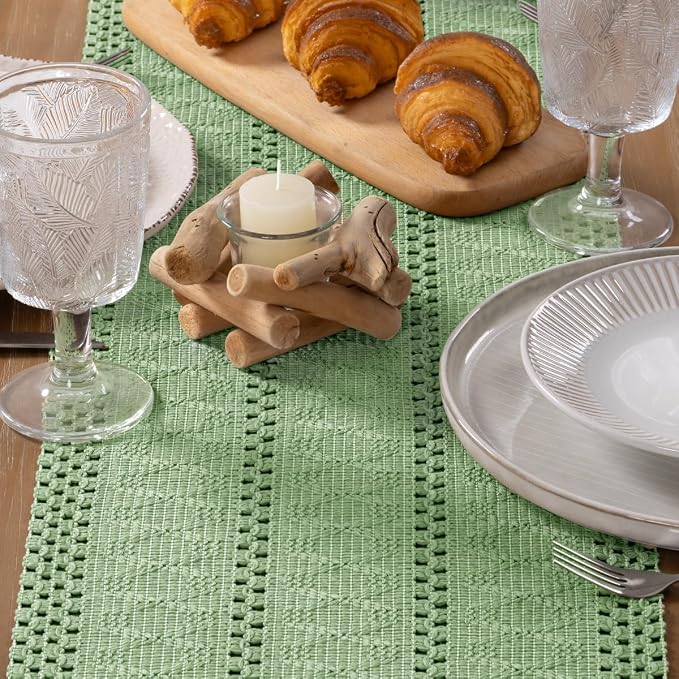 MLMW Boho Sage Green Table Runner 36 inches Short Coffee Spring Easter Table - Image 4