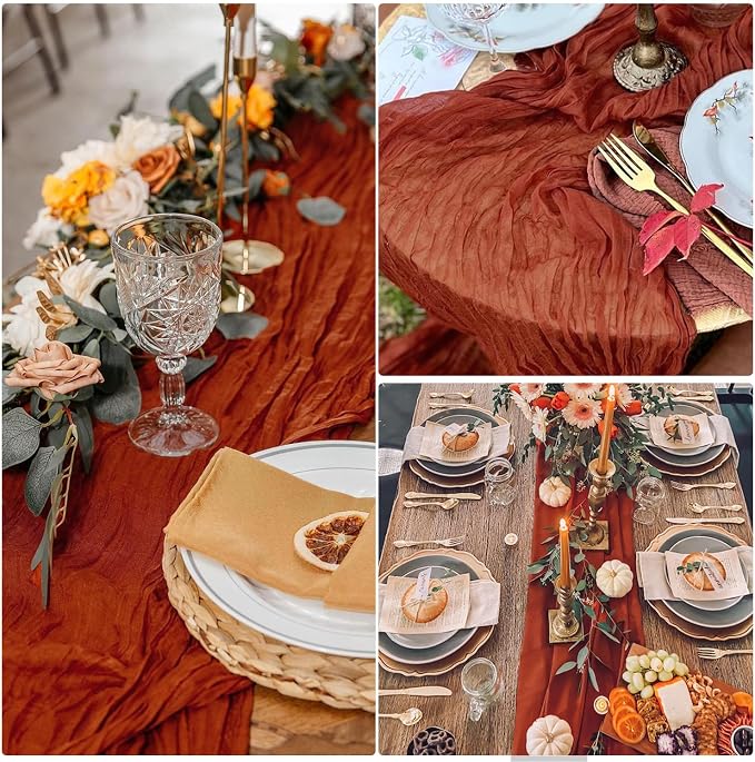 6 Pack Terracotta Cheesecloth Table Runner 35 x 120 Inch | Boho Gauze Fabric - Image 6