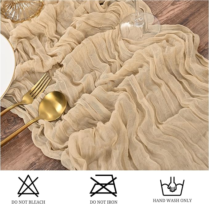 15 Pack Beige Table Runner 17 x 108inch Cheesecloth Table Runner Boho Gauze - Image 3