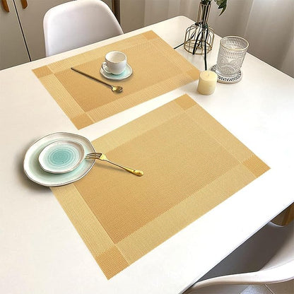 Gold Vinyl Placemats Set of 12, Heat Resistant Table Placemats | 18x12 inch - Image 7