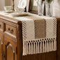 Burlap Boho Table Runner Macrame Brown 108in Farmhouse Woven Runner | Burlap by Xiomot