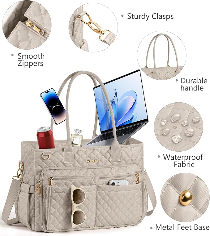Bagstellar Teacher Tote Bag for Women, 15.6" Laptop Work Tote Computer Bag | - Image 7