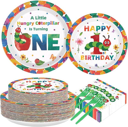Grencian 200Pcs Caterpillar 1st Birthday Party Decorations, Serve 50 | A Hungry by Grencian