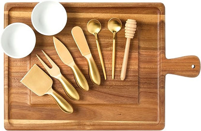 Charcuterie Board Set - Acacia Cheese Board for Serving with Accessories - House Warming Gifts for New Home, Bridal Shower & Wedding Gift, Birthday Gifts for Women