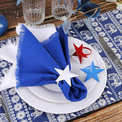 Patriotic Napkin Rings Set of 6, Star Napkin Ring Holders - Image 4