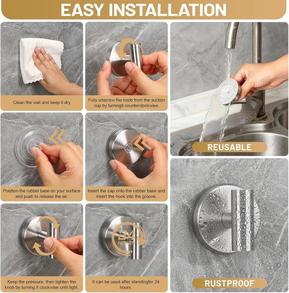 Large Suction Cup Hooks, Heavy Duty 15lb Holds Towel & Robe, No-Drill Shower - Image 6