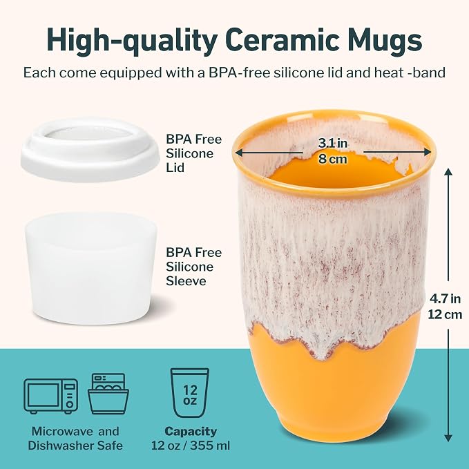 NOVA CERAMICS Grapefruit 12oz Travel Mug - Image 3