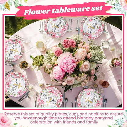 Pickmesh 250 Pcs Pink Baptism Cross Disposable Tableware Set First Holy Communion Baptism Disposable Paper Plates Napkins and Cups for Christening Celebration Baby Shower Religious Supplies