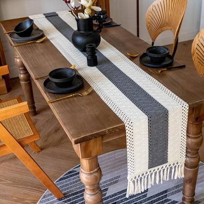 EMMTEEY Boho Table Runner with Tassels 72 Inches Long, Scratch & Heat Resistant - Image 3