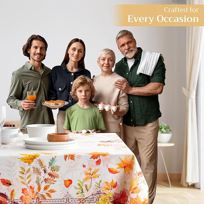 Maison d' Hermine Table Cloth Rectangle Table 100% Cotton 60 x 90 Inches Fall Tablecloth Reusable Everyday Use for Thanksgiving Christmas Decorations Dining Farmhouse Party (Amarante)