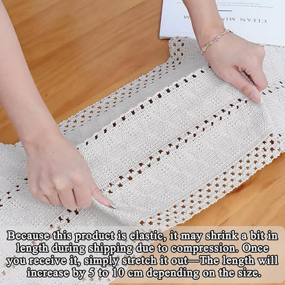 Macrame Table Runner Cream Beige Boho Table Runners - Image 6