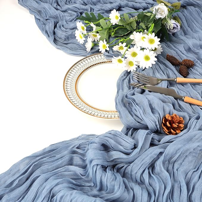 12 Pack Dusty Blue Cheesecloth Table Runner 35 x 120 Inch | Boho Gauze Cheese - Image 7