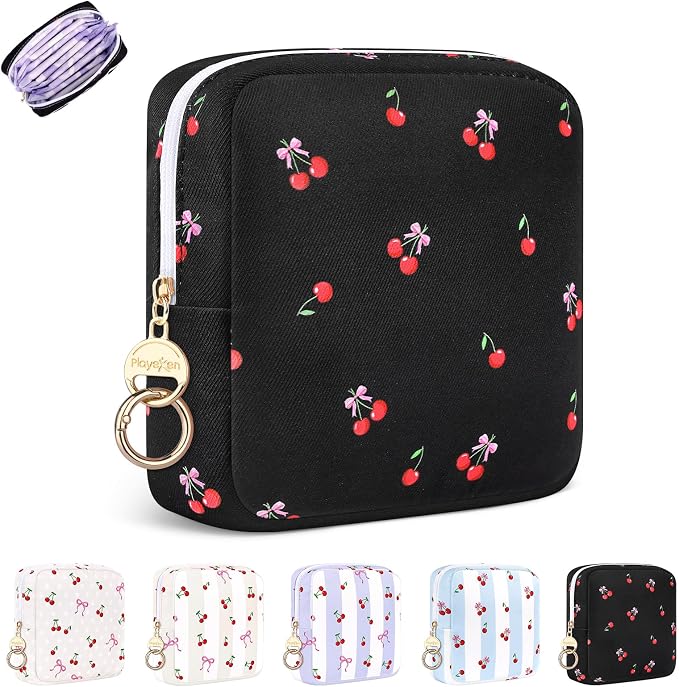 Period Bag for Teen Girls, Canvas Sanitary Napkin Storage Bag by PlaytotheExtreme
