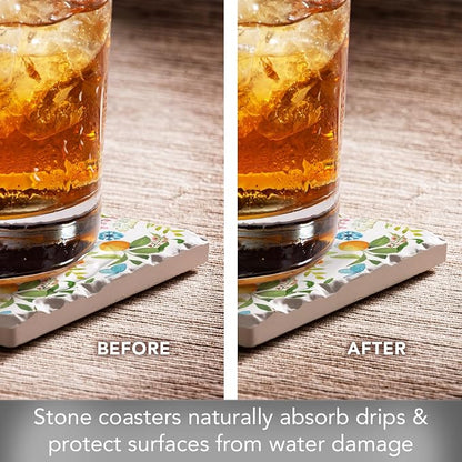 Thirstystone Sweet Clementine 4 Pack Tumbled Tile Stone Coasters | 4" Square - Image 6