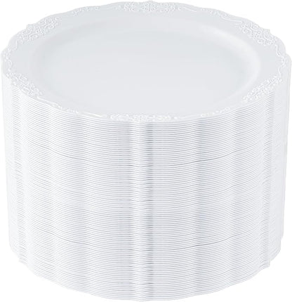 Upassion 100 Pieces White Plastic Plates by Upassion
