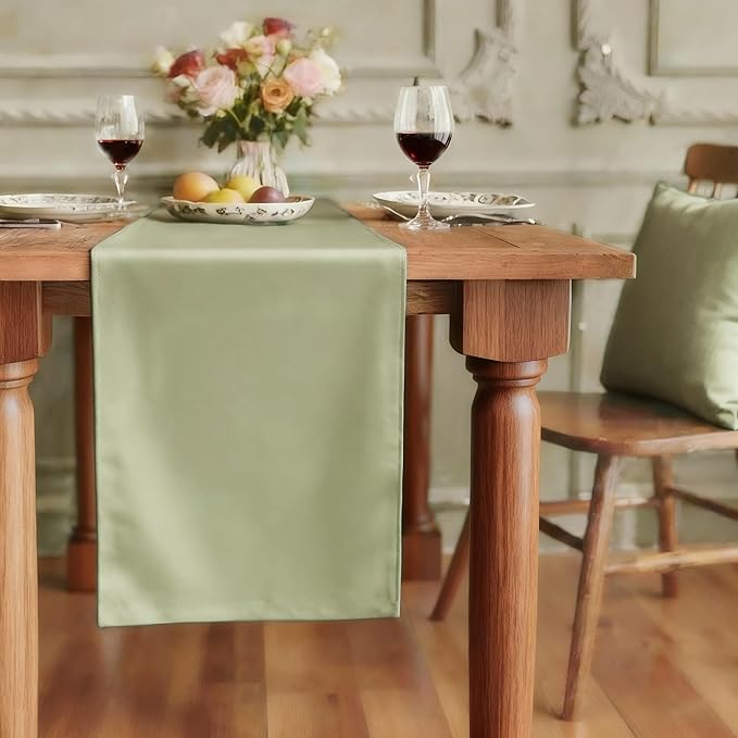 FOLINS&HOME Sage Green Waterproof Decorative Table Runner 72 Inches Long | by FOLINSHOME