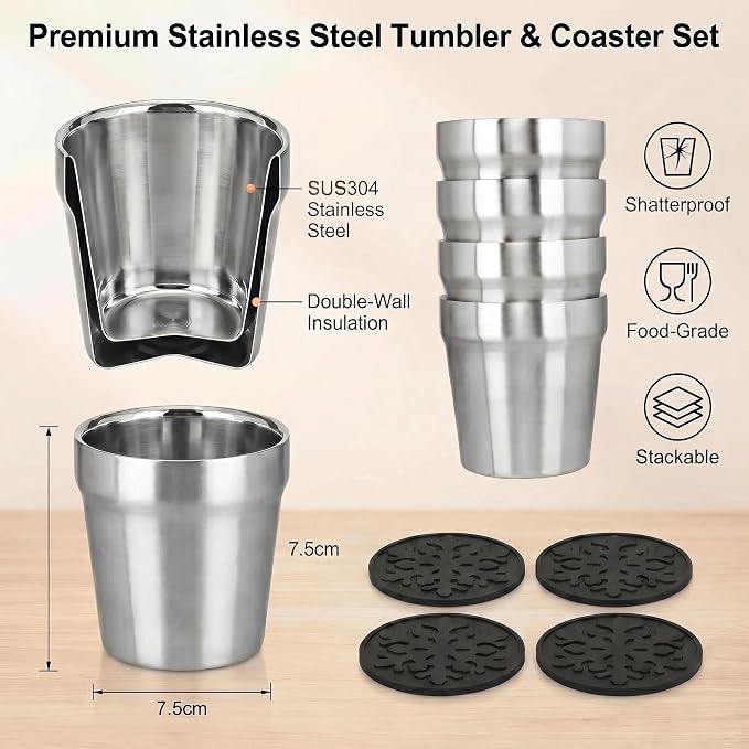 Youda Stainless Steel Cups Set of 4 - Image 2