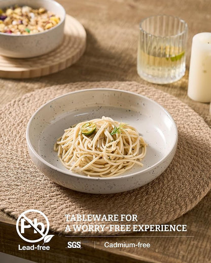 famiware Milkyway 33 oz Pasta Bowls Set of 4, Creamy White | Double Reactive - Image 3