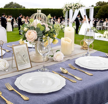 WDF 60pcs White Plastic Dessert Plates -7.5inch Baroque White Disposable Appetizer/Small Cake/Salad Plates- for Upscale Parties & Wedding