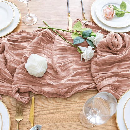 Cheesecloth Table Runner Dusty Pink 10FT Boho Gauze, 2 Pack | 120 Inch Cheese - Image 5
