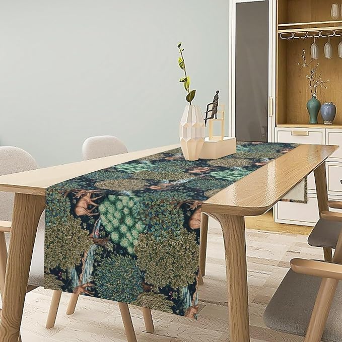 William Morris Original Design Green Table Runner Vintage Flowers Table Runner - Image 2
