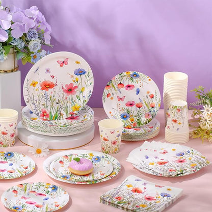 250 Pcs Wildflower Party Decorations Include Spring Summer Floral Paper Plates - Image 6