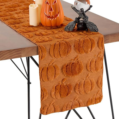 Caramel Pumpkins Halloween Table Runner Seasonal Autumn Kitchen Dining Table by MOSTOP