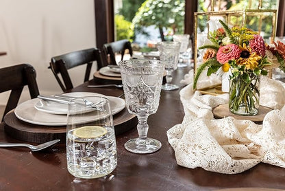 FORTESSA Debutante Vintage Themed Glassware, 10 Ounce Water Goblets (Set of 6), Dishwasher-Safe Water Glasses, Clear