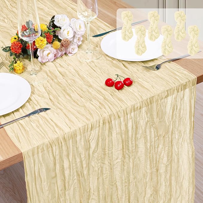 6 Pack Cheesecloth Table Runner 10Ft Christmas Gauze Boho Table Runners by Home
