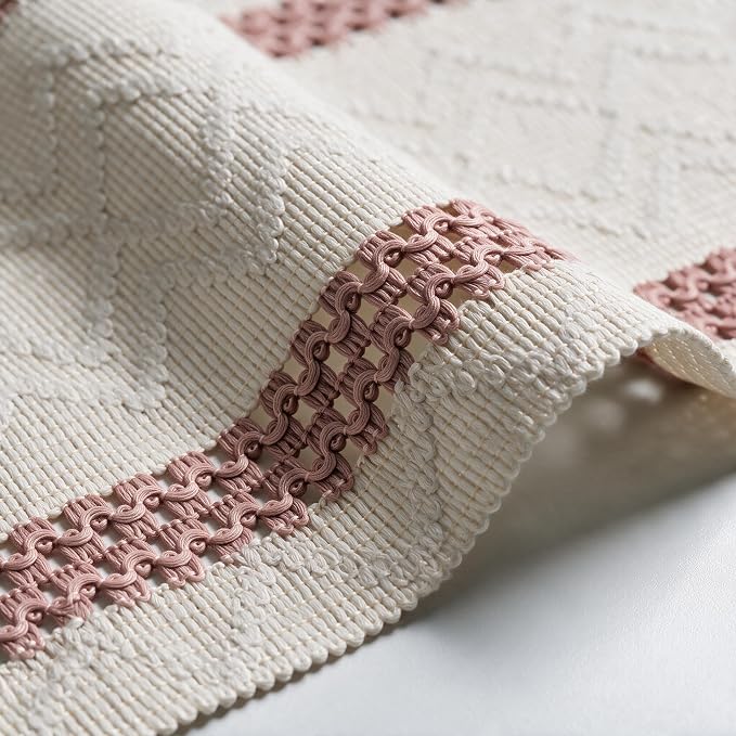 Artoid Mode Pink Stripe Woven Rustic Table Runner 12x72 Inch | Holiday Kitchen - Image 6