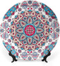 XISUNYA 7 Inch Decorative Plate, Boho Tableware Plate, Henna Style Floral Circles Paisley Retro Kaleidoscope Print Ceramic Wall Hanging for Home Office Party Dinner Table Decor