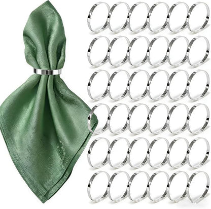 200 Pcs Silver Napkin Rings Bulk, Exquisite Round Napkin Ring Buckles, Suitable by YMGN