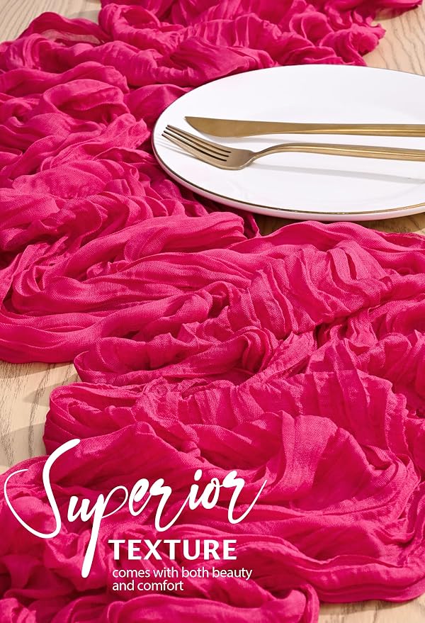 18 Pack Cheesecloth Table Runner 10FT Hot Pink Table Runner Boho Gauze Cheese - Image 4