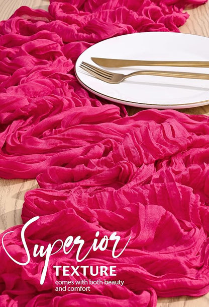 18 Pack Cheesecloth Table Runner 10FT Hot Pink Table Runner Boho Gauze Cheese - Image 4
