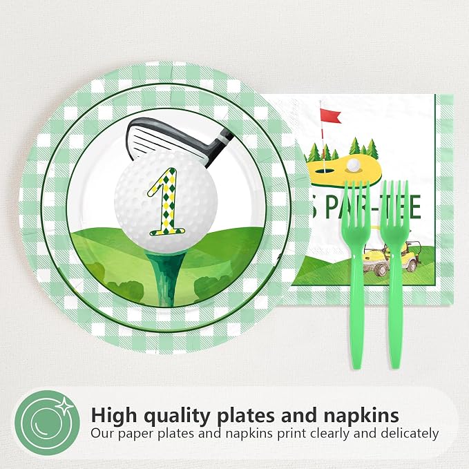 96Pcs His First Year Golf Party Decorations, Serves 24 | Golf Plates and - Image 2