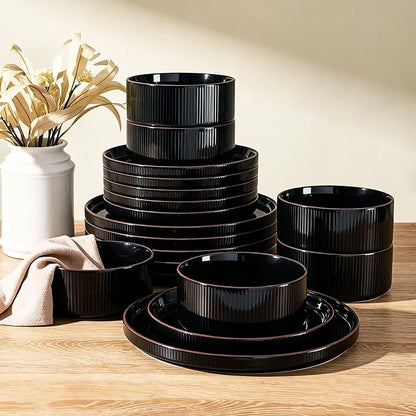 Line Porcelain Dinnerware Set, dish set by Unknown
