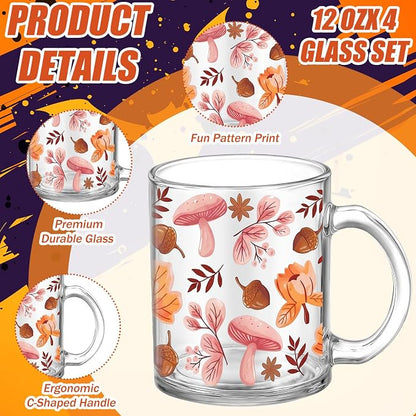 Tioncy 4 Pcs Halloween Coffee Mugs 12 oz Ghost Glass Cups - Image 3